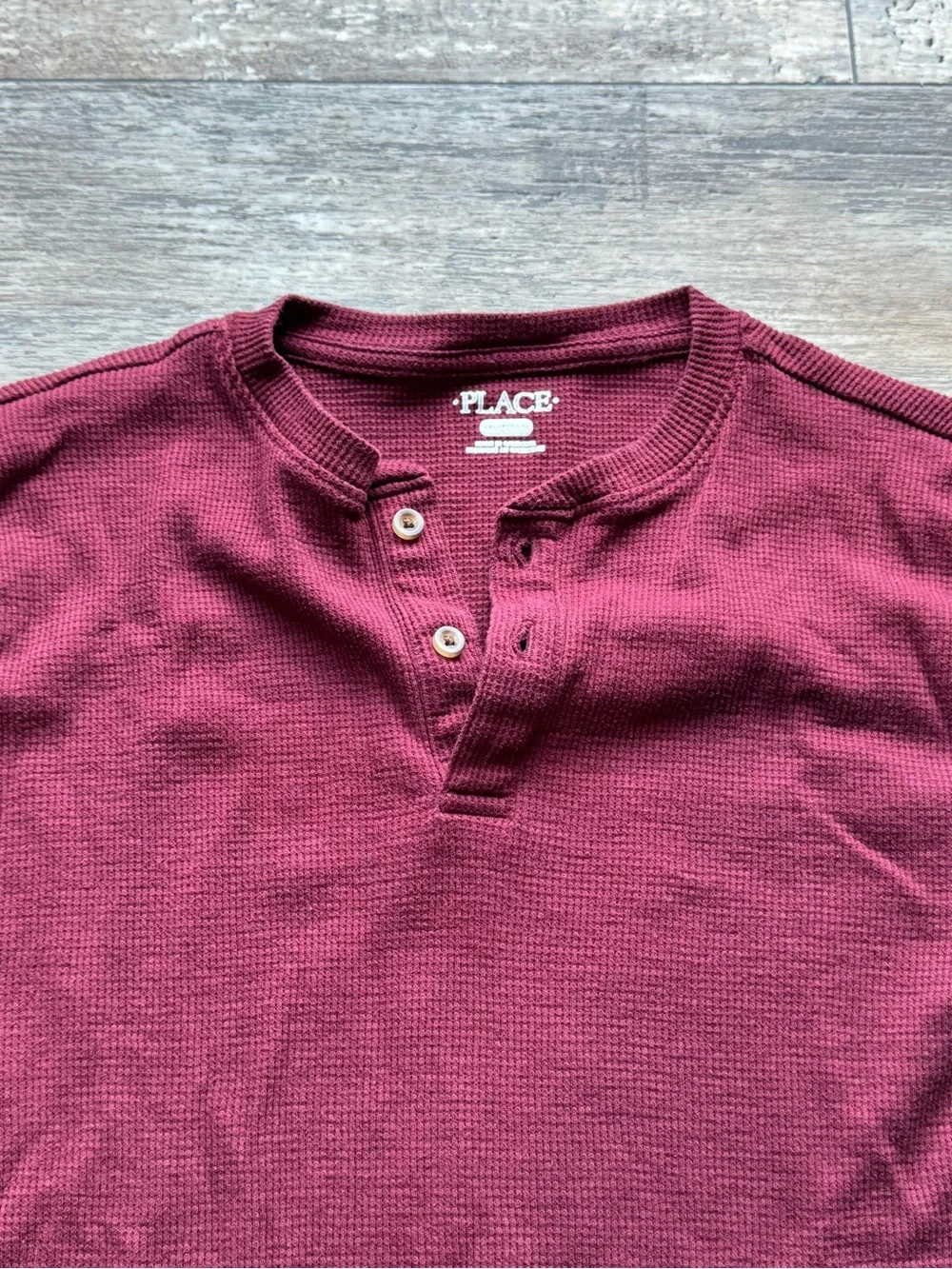 The Children's Place Boys' Burgundy Henley Thermal Shirt